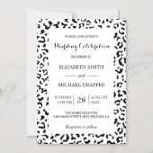 Leopard Print, Spots, Black and White, 結婚's マグネット招待状 (正面)