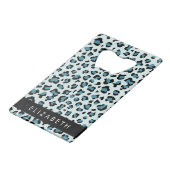 Leopard Print, Spots, Blue Leopard,あなたの名前 クレジットカード栓抜き (裏面アングル)