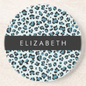 Leopard Print, Spots, Blue Leopard,あなたの名前 コースター (正面)