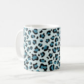 Leopard Print, Spots, Blue Leopard，あなたの名前 コーヒーマグカップ (正面左)