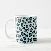 Leopard Print, Spots, Blue Leopard，あなたの名前 コーヒーマグカップ (左)
