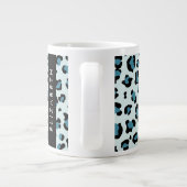 Leopard Print, Spots, Blue Leopard,あなたの名前 ジャンボコーヒーマグカップ (裏面)