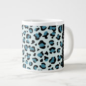 Leopard Print, Spots, Blue Leopard,あなたの名前 ジャンボコーヒーマグカップ (正面右)