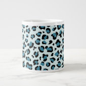 Leopard Print, Spots, Blue Leopard,あなたの名前 ジャンボコーヒーマグカップ (正面)
