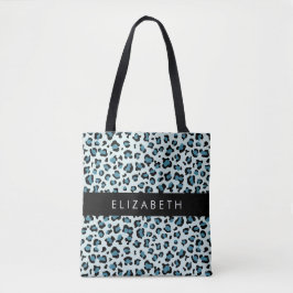 Leopard Print, Spots, Blue Leopard，あなたの名前 トートバッグ