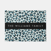 Leopard Print, Spots, Blue Leopard,あなたの名前 ドアマット (正面)