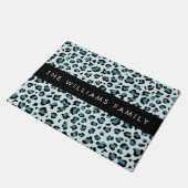Leopard Print, Spots, Blue Leopard,あなたの名前 ドアマット (アングル)