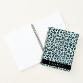 Leopard Print, Spots, Blue Leopard,あなたの名前 ノートブック (内部)