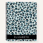 Leopard Print, Spots, Blue Leopard,あなたの名前 ノートブック (正面)