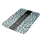 Leopard Print, Spots, Blue Leopard,あなたの名前 バスマット (アングル)