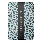 Leopard Print, Spots, Blue Leopard,あなたの名前 バスマット (正面縦)