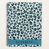 Leopard Print, Spots, Blue Leopard，あなたの名前 プランナー手帳 (正面)