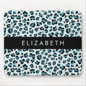 Leopard Print, Spots, Blue Leopard,あなたの名前 マウスパッド (正面)