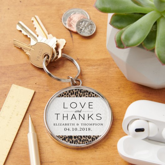 Leopard Print、Spots、Brown Leopard結婚、s キーホルダー (デスク)