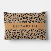 Leopard Print, Spots, Brown Leopard，あなたの名前 アクセサリーポーチ (裏面)
