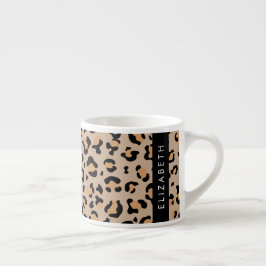 Leopard Print, Spots, Brown Leopard，あなたの名前 エスプレッソカップ