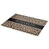 Leopard Print, Spots, Brown Leopard,あなたの名前 カッティングボード (角)