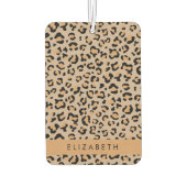 Leopard Print, Spots, Brown Leopard，あなたの名前 カーエアーフレッシュナー (裏面)