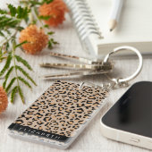 Leopard Print, Spots, Brown Leopard,あなたの名前 キーホルダー (正面右)