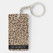 Leopard Print, Spots, Brown Leopard,あなたの名前 キーホルダー (裏面)