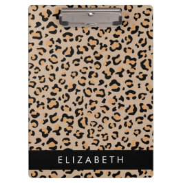 Leopard Print, Spots, Brown Leopard，あなたの名前 クリップボード