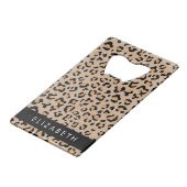 Leopard Print, Spots, Brown Leopard,あなたの名前 クレジットカード栓抜き (裏面アングル)