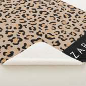 Leopard Print, Spots, Brown Leopard，あなたの名前 シェルパブランケット (3/4)