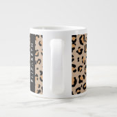 Leopard Print, Spots, Brown Leopard,あなたの名前 ジャンボコーヒーマグカップ (裏面)