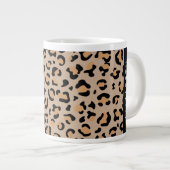 Leopard Print, Spots, Brown Leopard,あなたの名前 ジャンボコーヒーマグカップ (正面右)