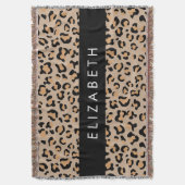 Leopard Print, Spots, Brown Leopard,あなたの名前 スローブランケット (正面縦)