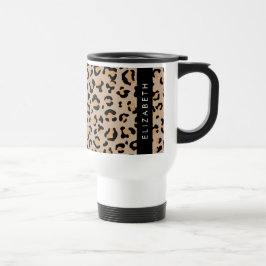 Leopard Print, Spots, Brown Leopard，あなたの名前 トラベルマグ
