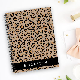 Leopard Print, Spots, Brown Leopard，あなたの名前 ノートブック