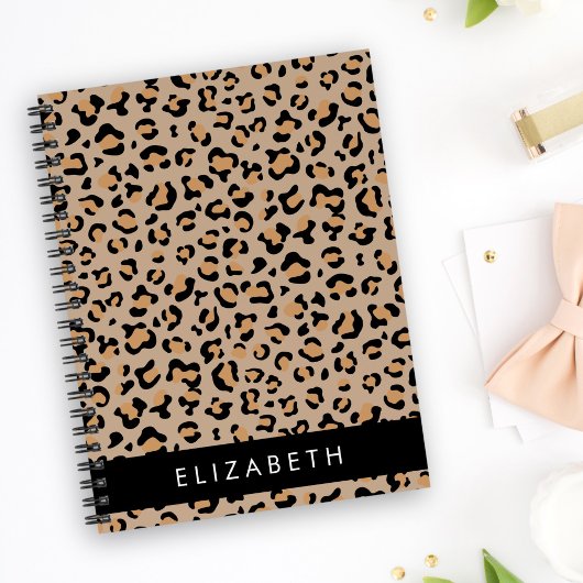 Leopard Print, Spots, Brown Leopard,あなたの名前 ノートブック