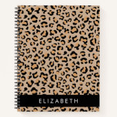 Leopard Print, Spots, Brown Leopard,あなたの名前 ノートブック (正面)