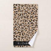 Leopard Print, Spots, Brown Leopard,あなたの名前 バスタオルセット (ハンドタオル)