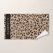 Leopard Print, Spots, Brown Leopard,あなたの名前 バスタオルセット (ハンドタオル)