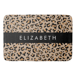 Leopard Print, Spots, Brown Leopard，あなたの名前 バスマット