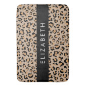 Leopard Print, Spots, Brown Leopard,あなたの名前 バスマット (正面縦)