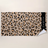 Leopard Print, Spots, Brown Leopard,あなたの名前 ビーチタオル (正面)
