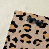 Leopard Print, Spots, Brown Leopard,あなたの名前 ビーチタオル (インサイチュ)