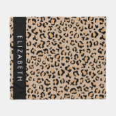 Leopard Print, Spots, Brown Leopard,あなたの名前 フリースブランケット (正面(横))