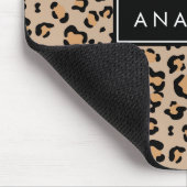 Leopard Print, Spots, Brown Leopard，あなたの名前 マウスパッド (コーナー)