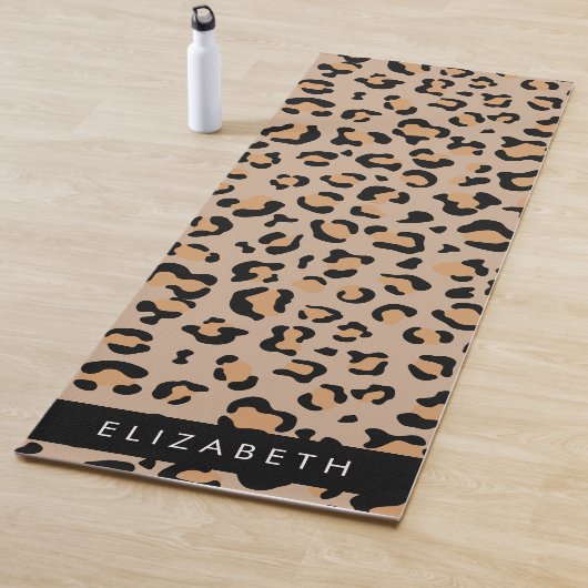 Leopard Print, Spots, Brown Leopard,あなたの名前 ヨガマット (インサイチュ)
