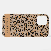 Leopard Print, Spots, Brown Leopard,あなたの名前 iPhoneケース (裏面横)