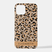 Leopard Print, Spots, Brown Leopard，あなたの名前 iPhoneケース (裏面)