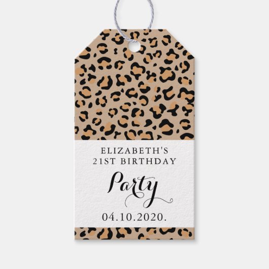 Leopard Print、Spots、Brown Leopard、誕生日 ギフトタグ (正面)