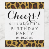 Leopard Print、Spots、Brown Leopard、誕生日 ワインラベル (シングルラベル)