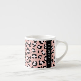 Leopard Print、Spots、Pink Leopard、お名前 エスプレッソカップ