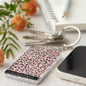 Leopard Print、Spots、Pink Leopard、お名前 キーホルダー (正面右)