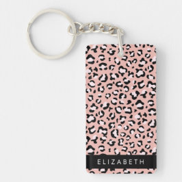 Leopard Print、Spots、Pink Leopard、お名前 キーホルダー